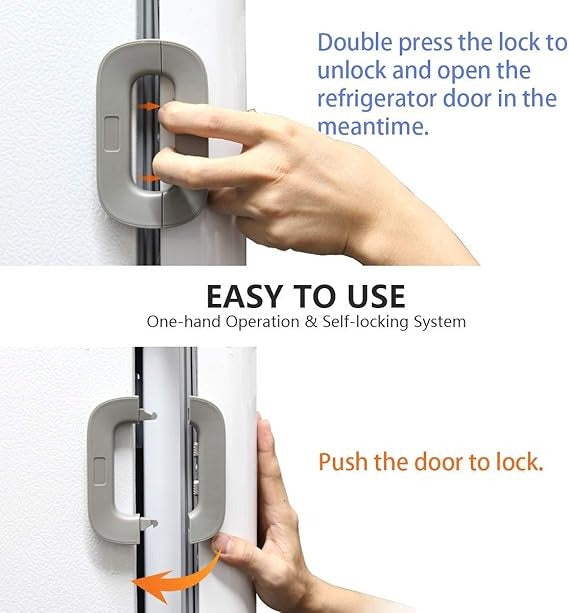 Child Safety Refrigerator Lock, Refrigerator Door Lock, Self Adhesive Freezer Door, Refrigerator Door, Double Safety Button, Home Safe Design, Child Proof Refrigerator Door Lock Multi Color ( Random Color )